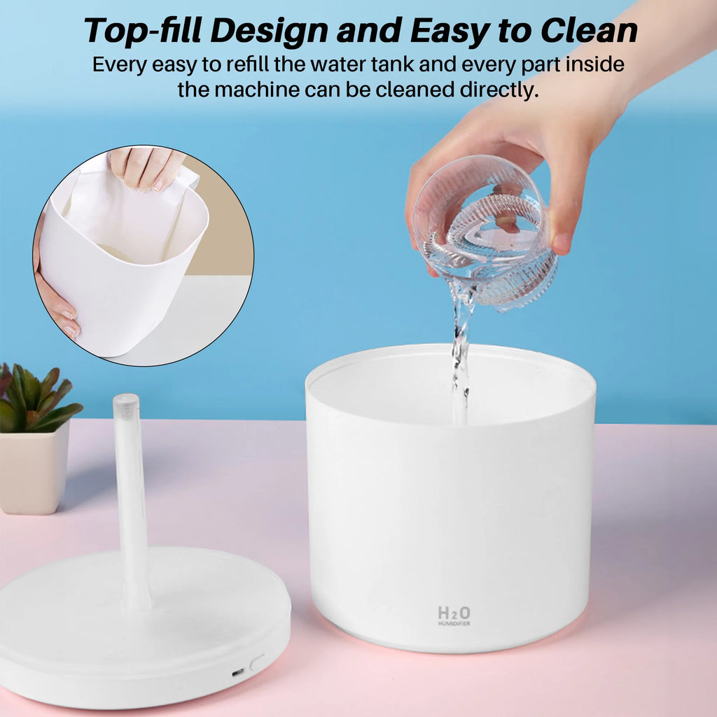 2L Ultrasonic Cool Mist Humidifier for Room Air Vaporizers and Humidifier for Baby, White