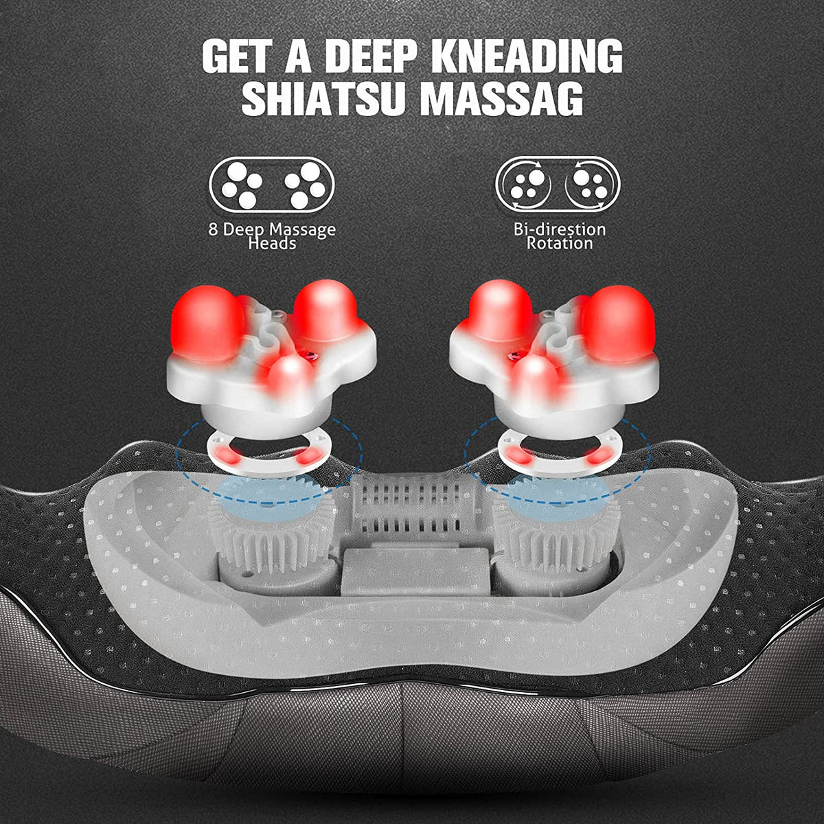 Neck Massager with Heat for Pain Relief Deep Tissue Gifts, Gray
