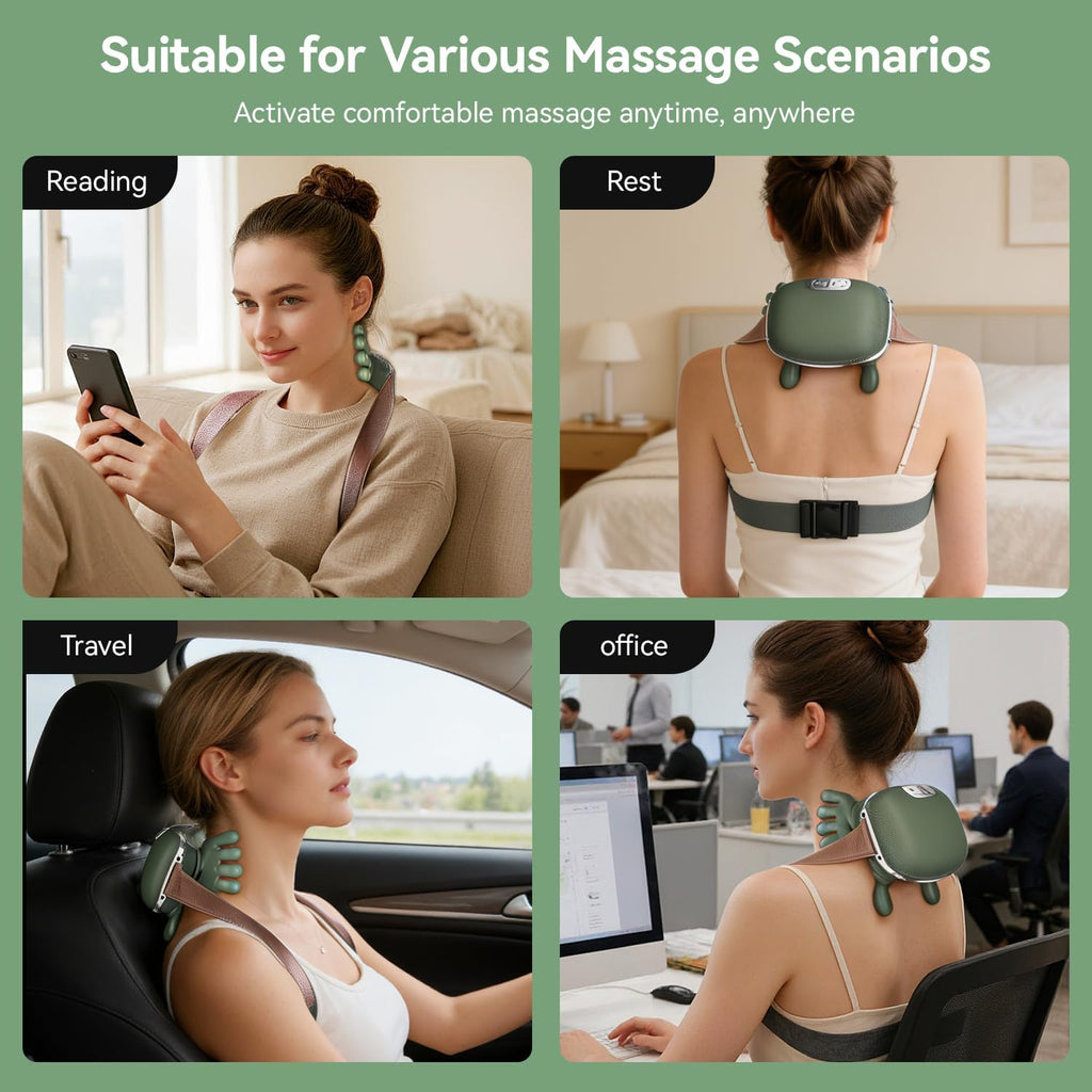 Neck Massager, Bionic Heated Massager, Cordless Portable Shiatsu Neck and Back Massager, 4D Kneading Massage, Simulated Human Hand Design for Pain Relief Deep Tissue and Muscle Relax