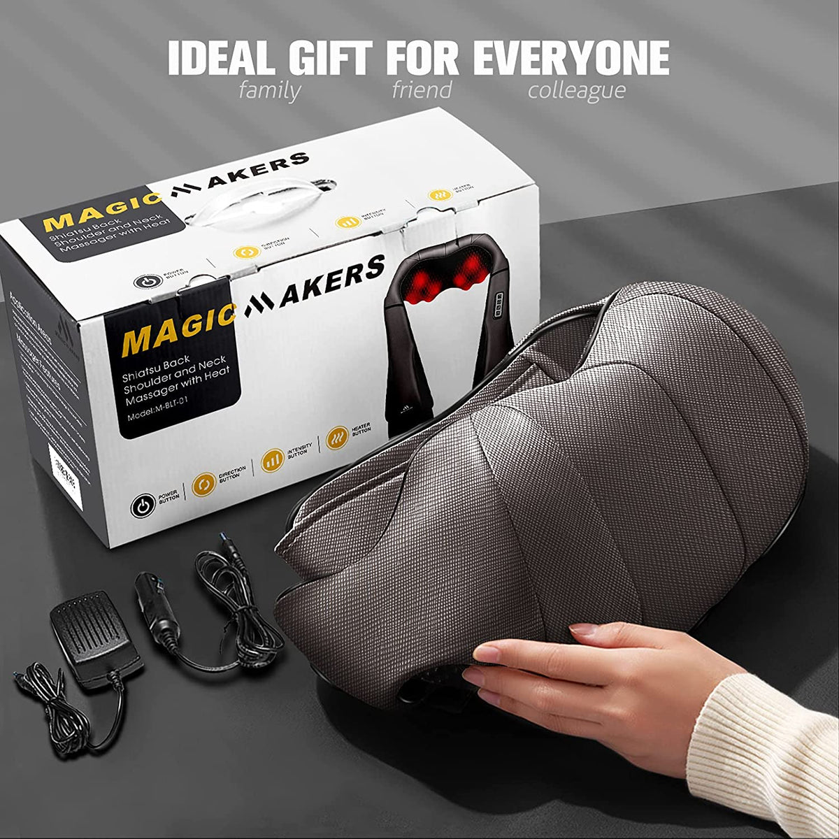 Neck Massager with Heat for Pain Relief Deep Tissue Gifts, Gray