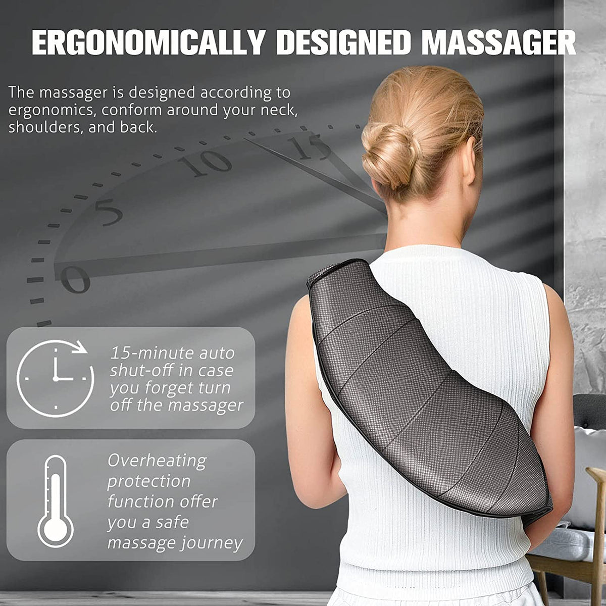 Neck Massager with Heat for Pain Relief Deep Tissue Gifts, Gray