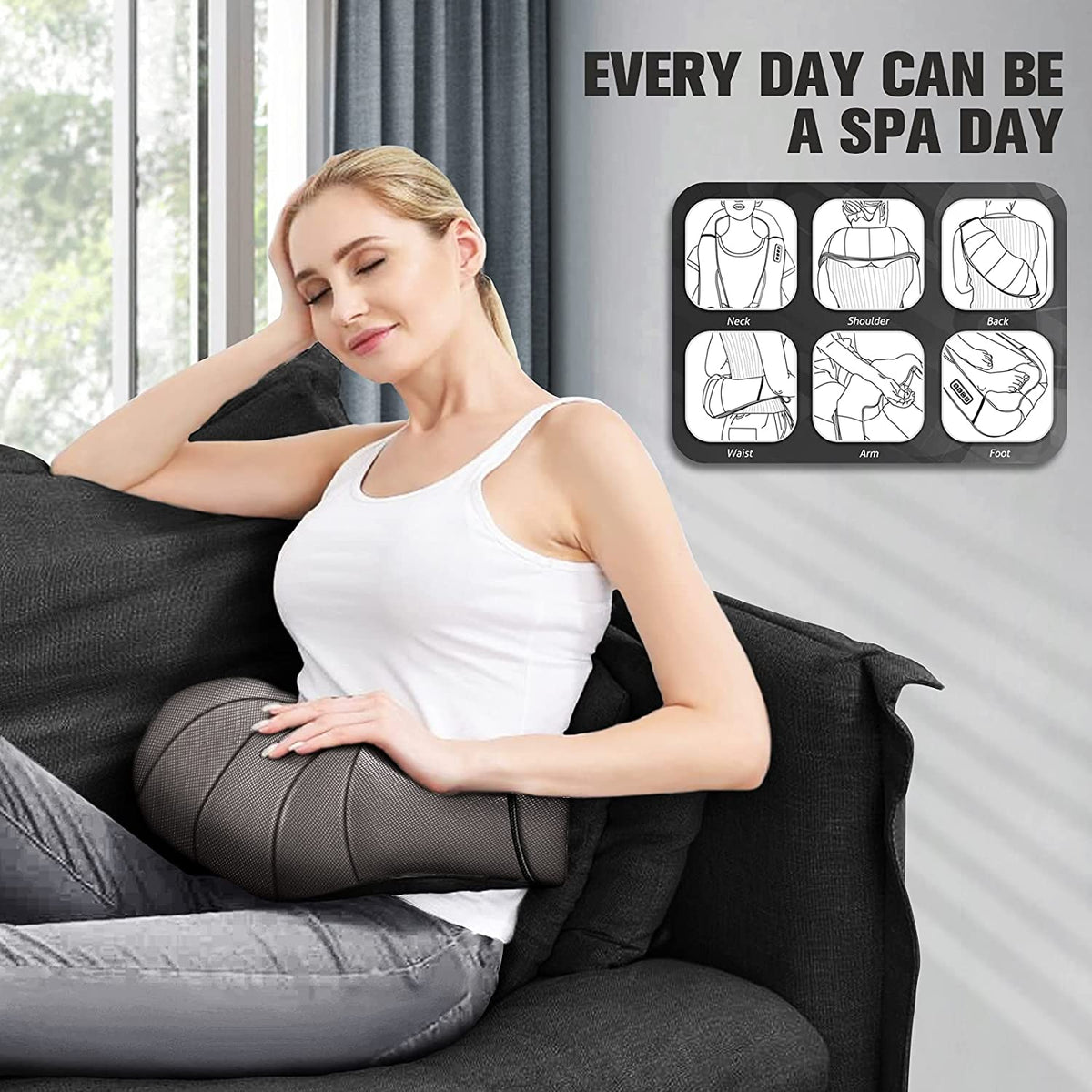 Neck Massager with Heat for Pain Relief Deep Tissue Gifts, Gray